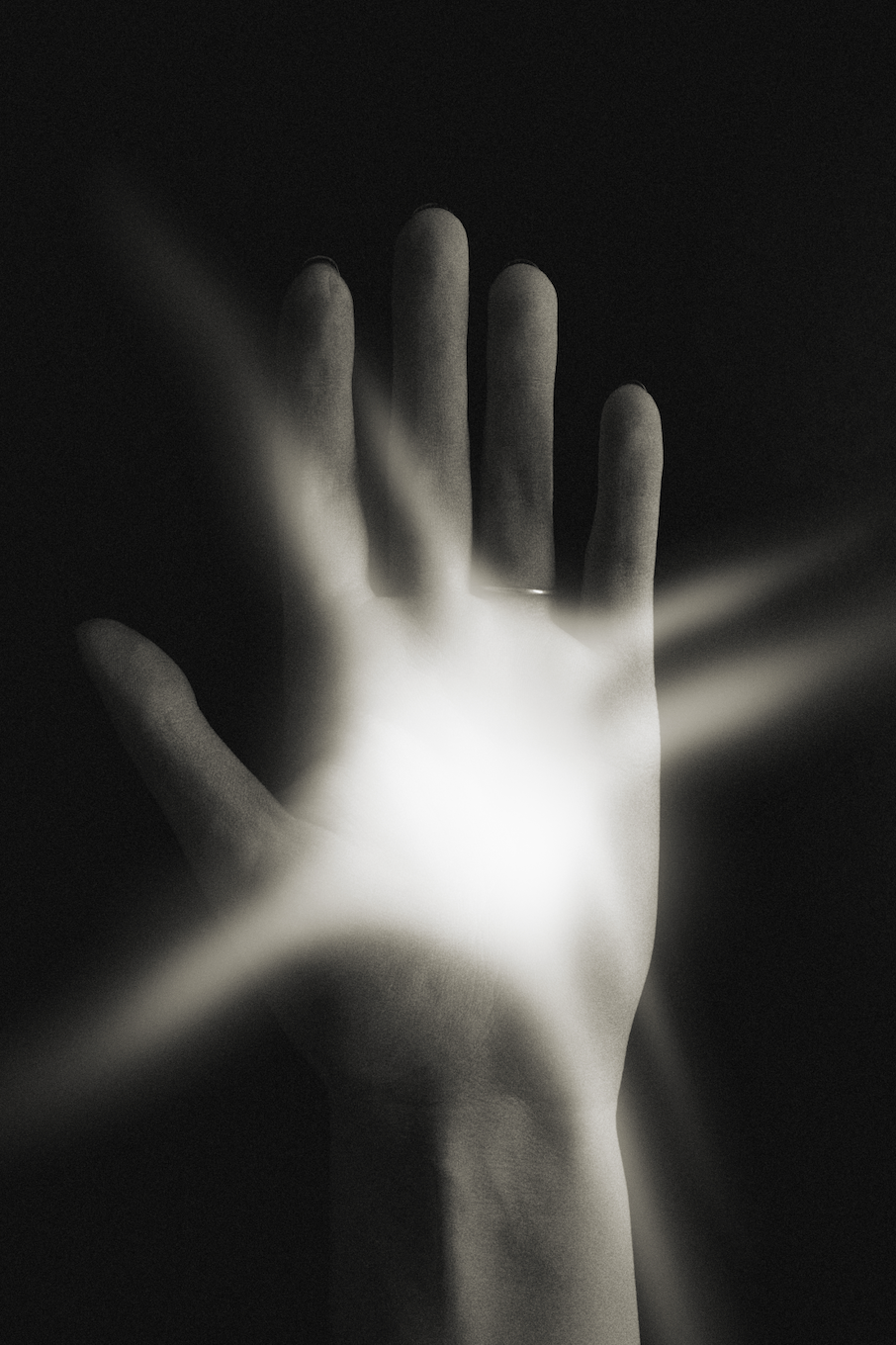 Black and white study of a hand in motion
